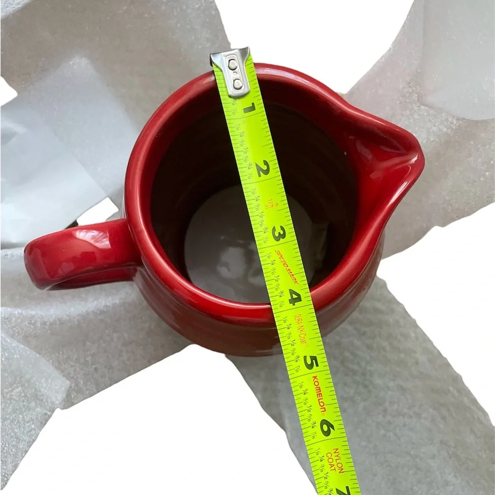 NWT Farmhouse Crock & Utensil 7 Piece Kitchen Cooking Baking Red Ceramic Set
